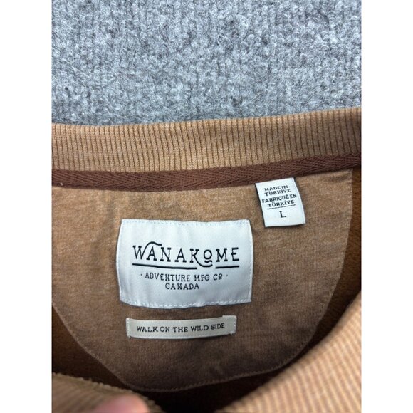 Wanakome Pullover Sweatshirt Women's Large Brown Fleece Cropped Long Sleeve Crew - Picture 2 of 7